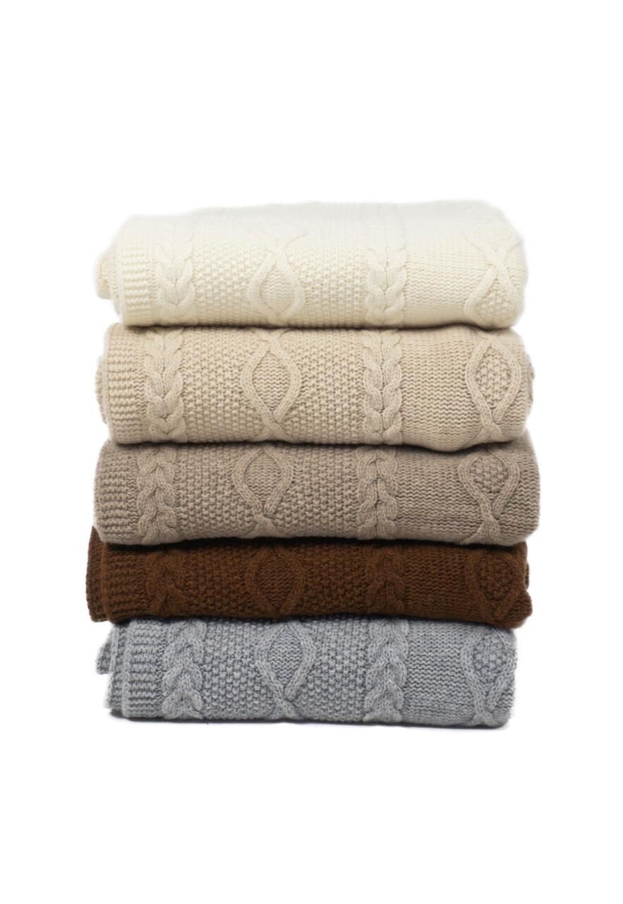 Wolldecke Merino Ava 130x170 - Farbe: Naturweiß