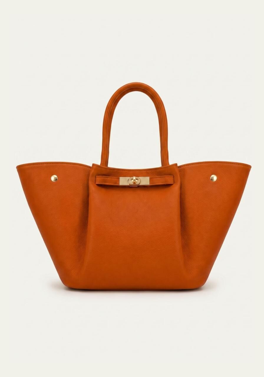 Premium Damenhandtasche aus Echtleder – Cognac Gold Edition -