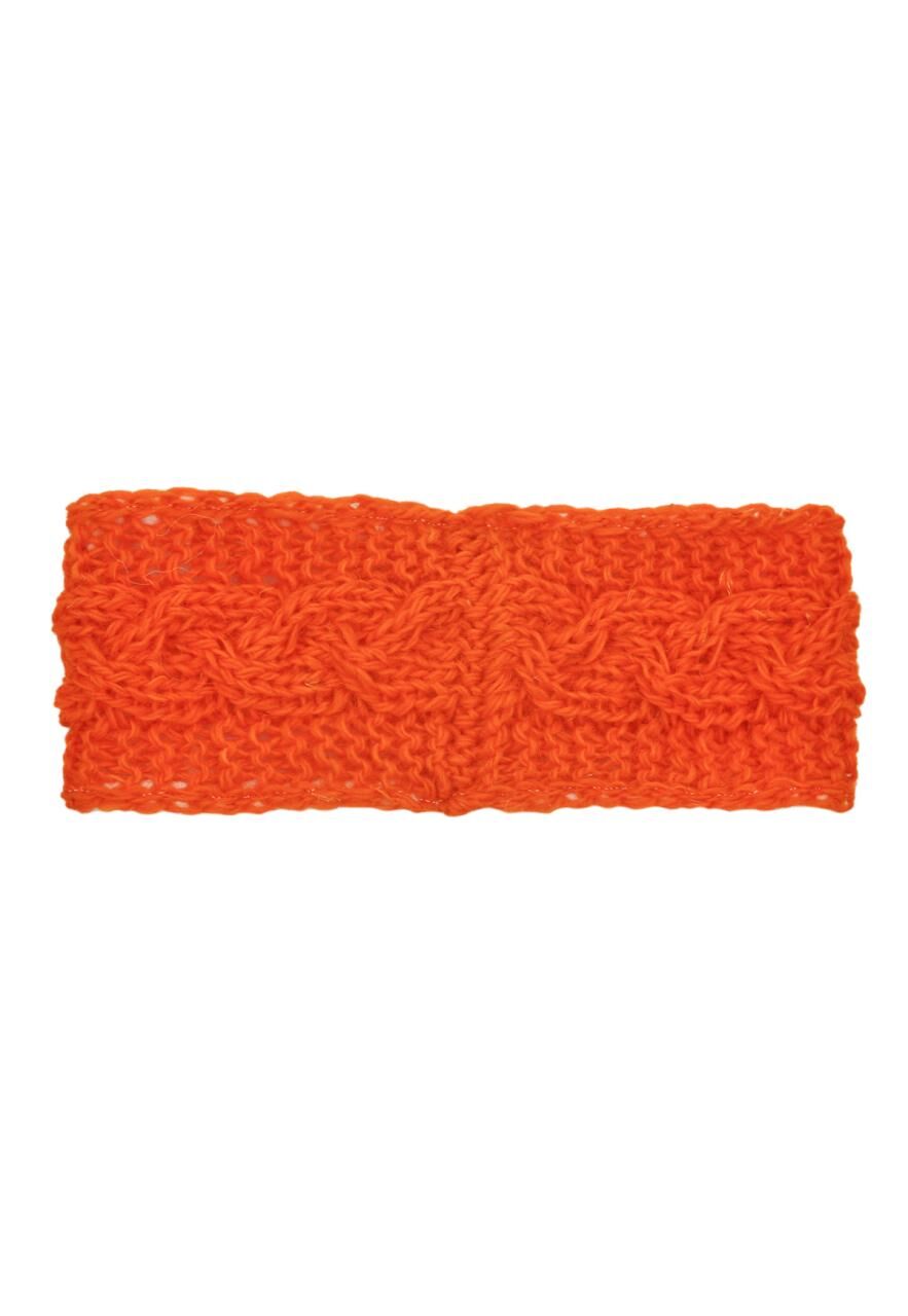 Handgestricktes Stirnband Gerda mit Zopfmuster - Farbe: Orange