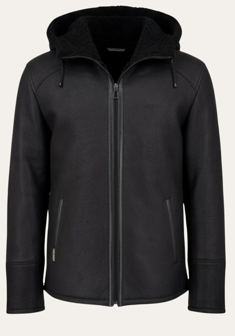 Jacke Levin Schwarz – Curly Lammfell im urban-lässigen Look - Größe: XXL