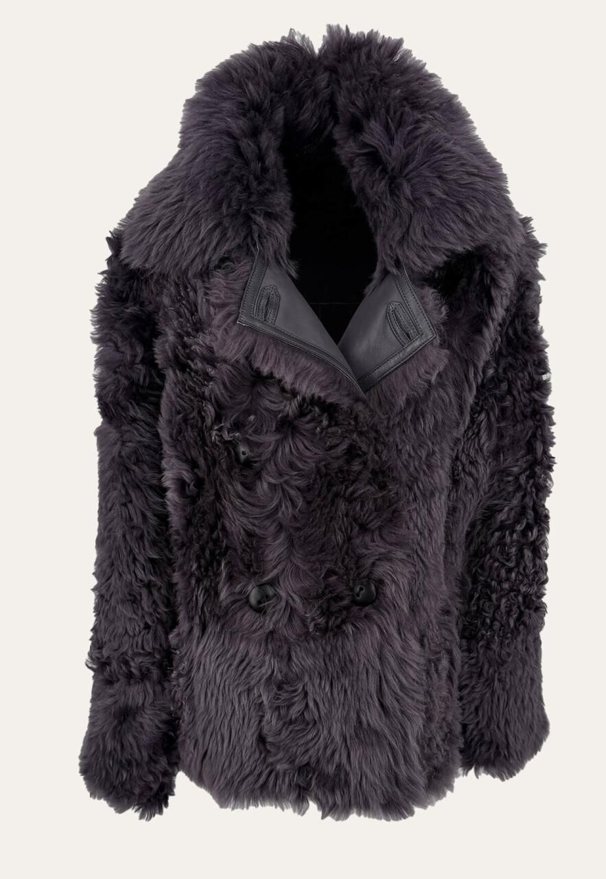 Lammfelljacke Curly Sue Grau zum Wenden - Größe: XL