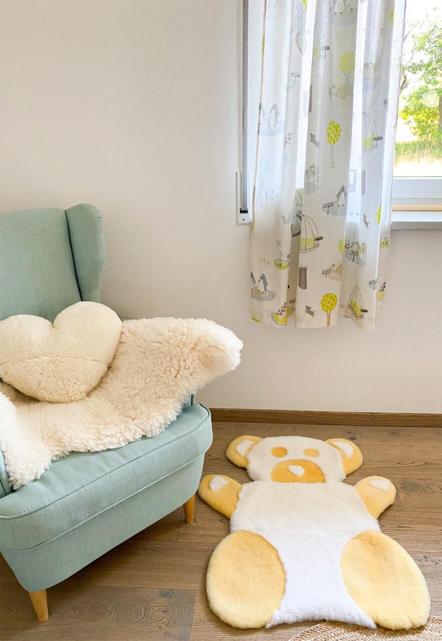 Teddy Teppich Merino Lammfell 2. Wahl Gelb -