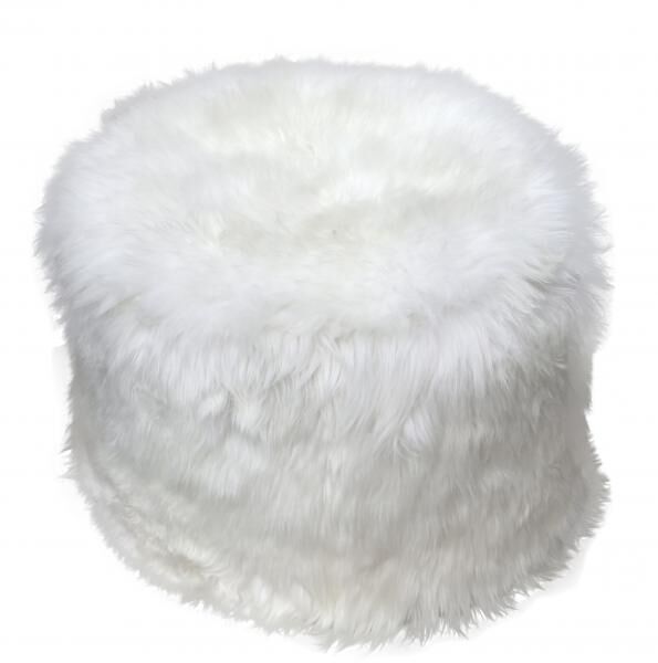 Lammfell Pouf/Sitzhocker Ø 60 CM Weiß