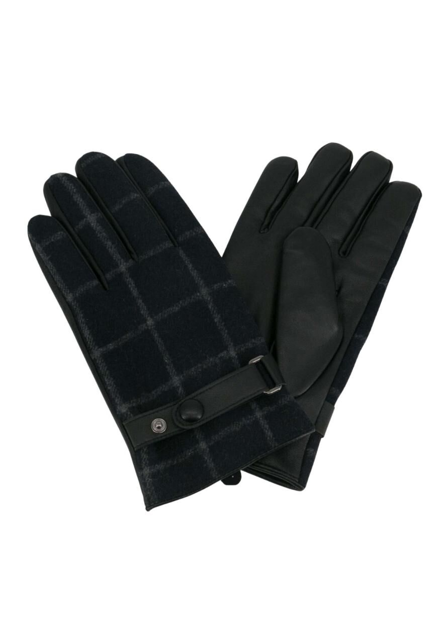 Herren Fingerhandschuhe aus Wolle Norman - Größe: XL | Farbe: Blau kariert