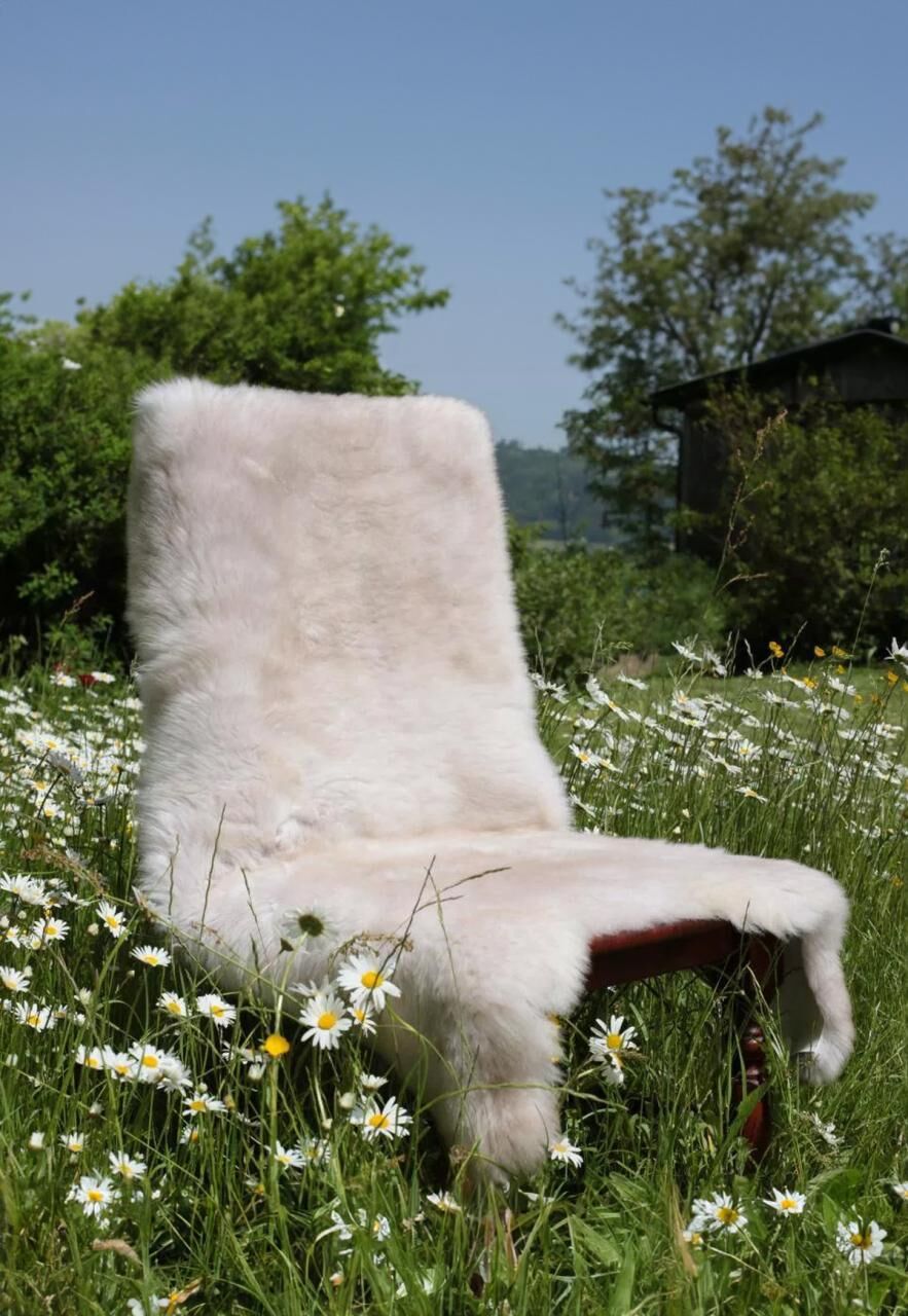 Lammfell Creme Beige gescheckt 90-100 cm -