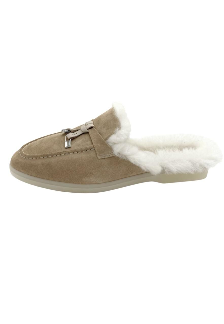 Fiorana Damen Lammfell-Mules Sand – Handgefertigter Komfo... - Schuhgröße: EUR 42