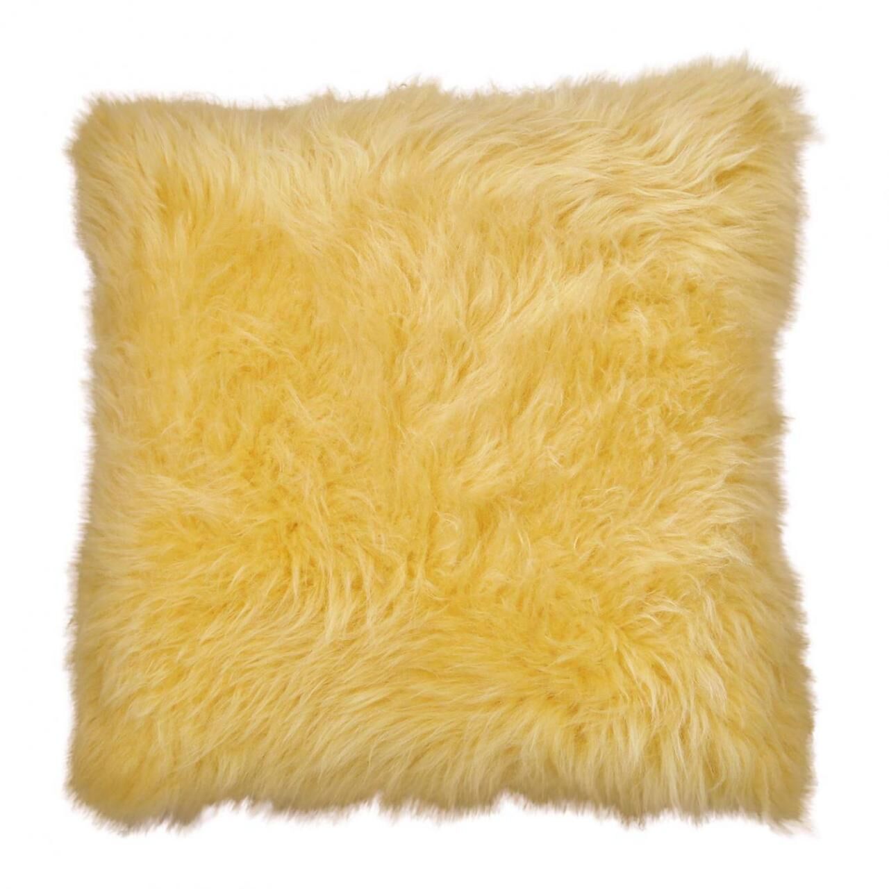 Lammfellkissen Merino Gelb mit Inlett -