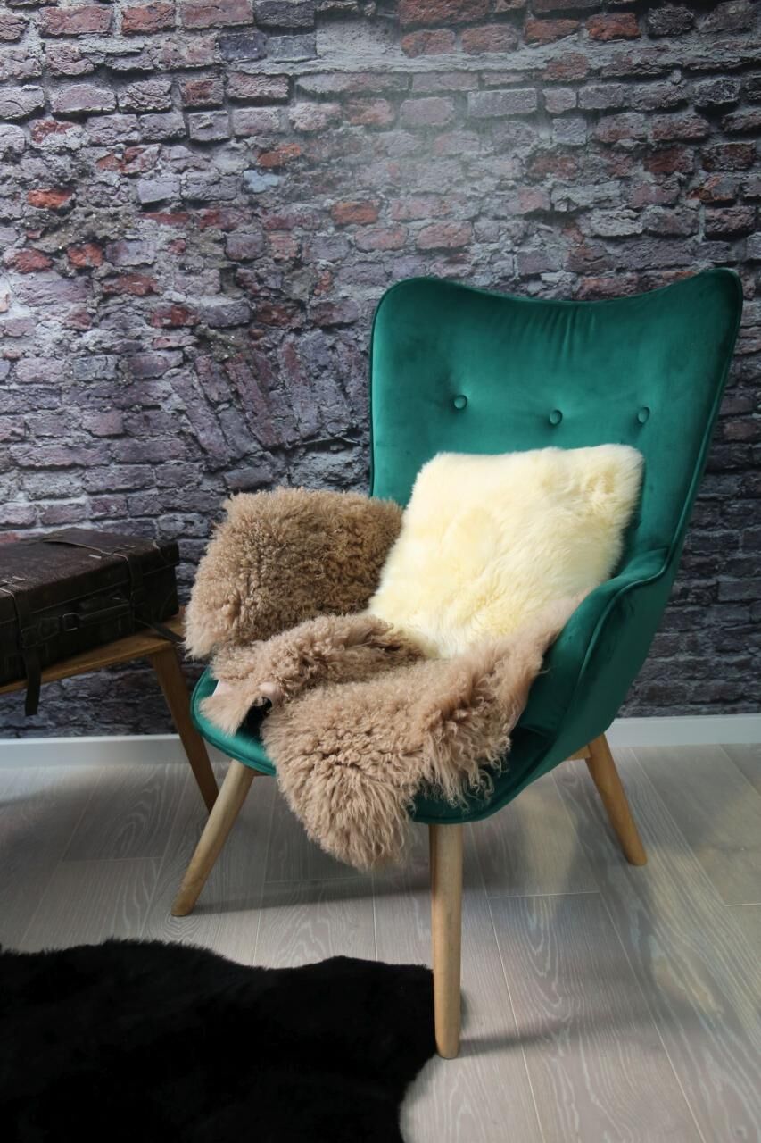 Lammfellkissen Merino Gelb ohne Inlett -