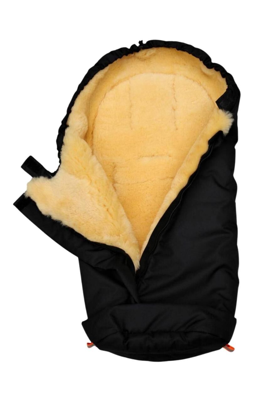 Lammfell - KINDERWAGEN FUßSACK - Farbe: Schwarz