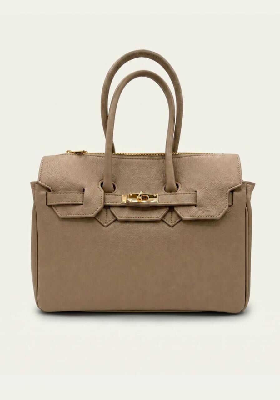 Elegante Echtleder-Handtasche in Taupe – Damen Schulter- ... -