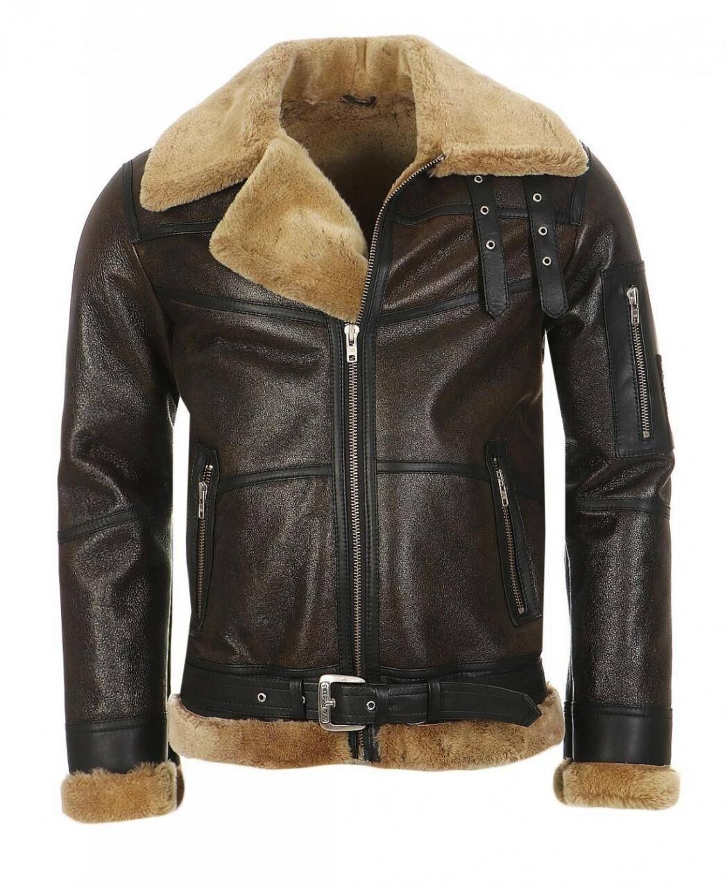 Lammfelljacke - B16 MODELL 3 WALNUSS/CAPPUCCINO - Größe: L
