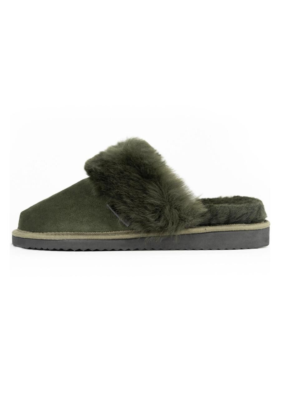 Lammfell Hausschuhe - TANNENGRÜN - Schuhgröße: EUR 37