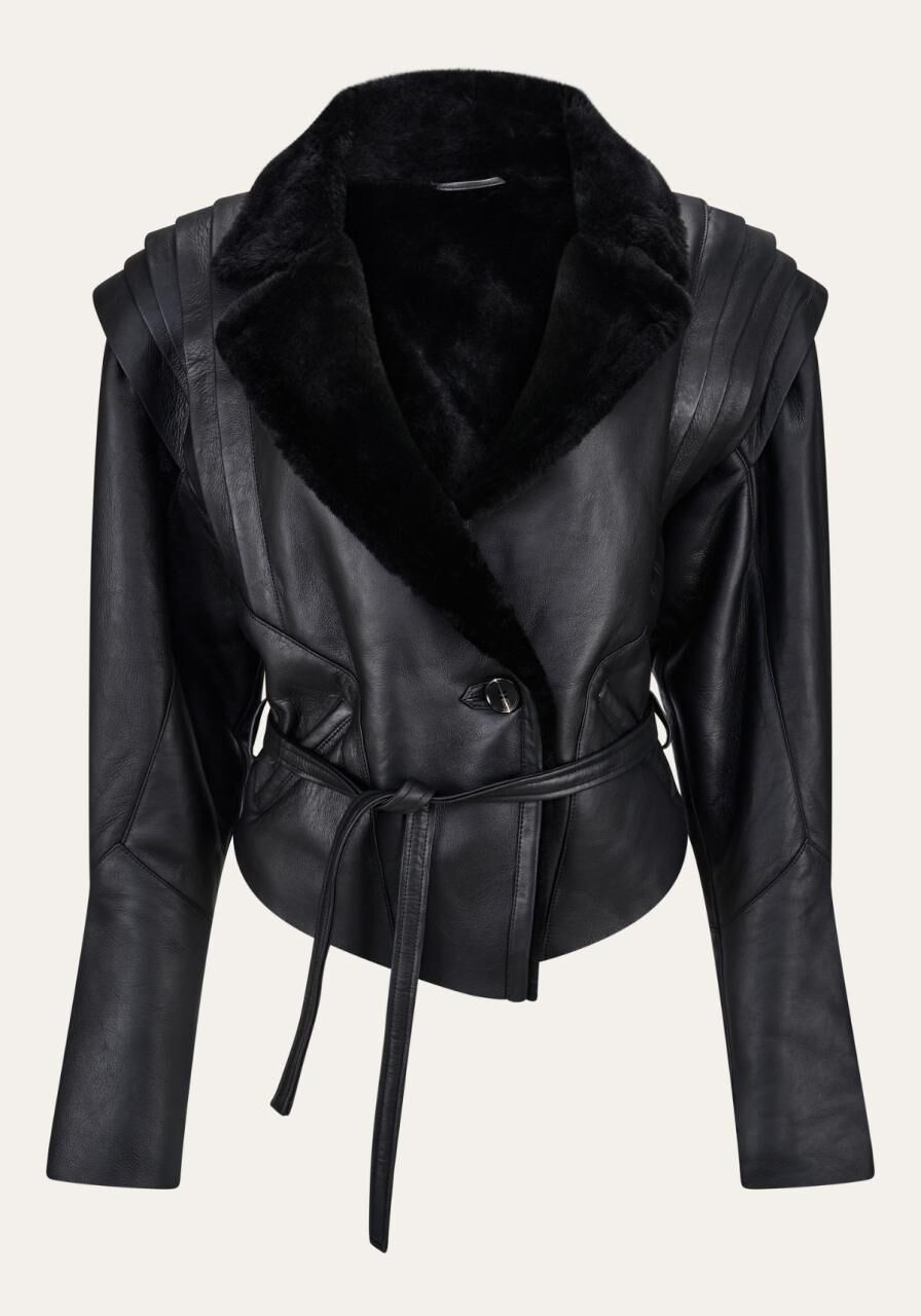 Shearling Lammfelljacke – Edler Contemporary Stil mit fig... - Größe: L