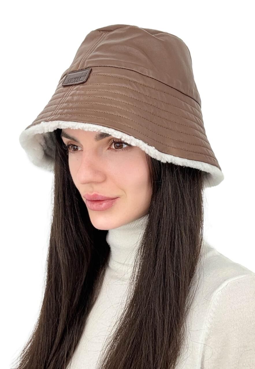 Fischerhut aus Shearling Lammfell Ovem - Farbe: Braun
