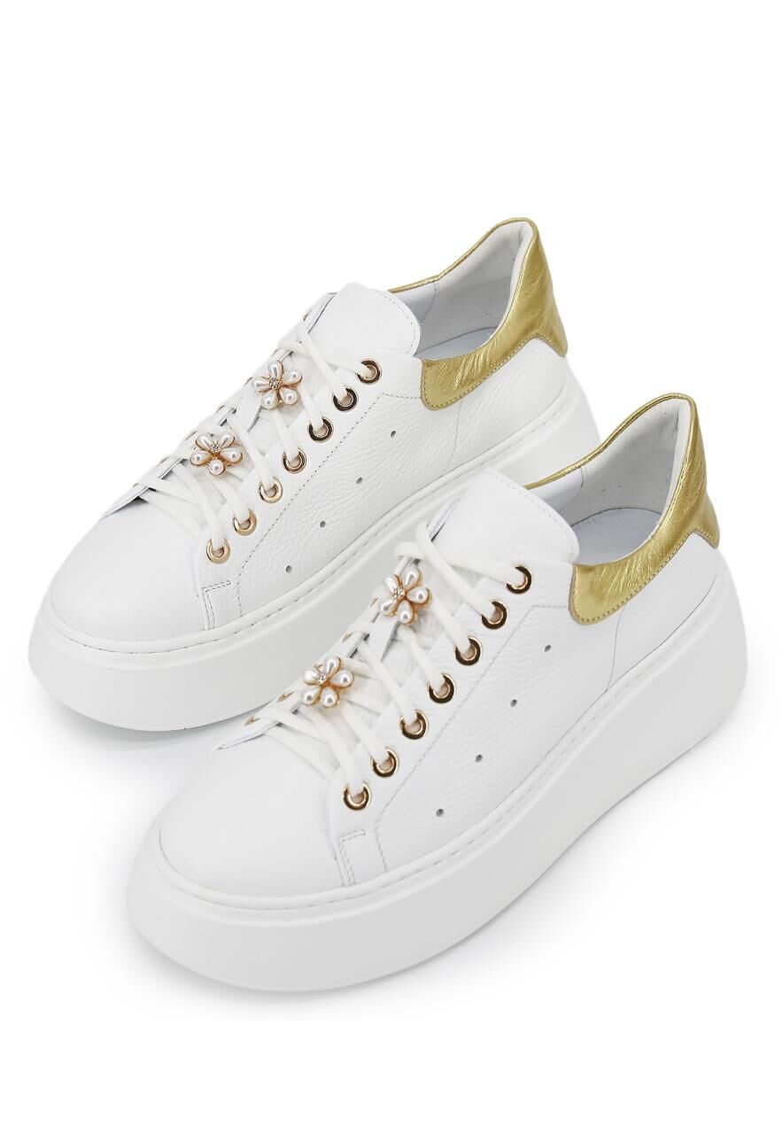 Plateau Sneaker aus Leder Modell 4918 Gold - Schuhgröße: EUR 36
