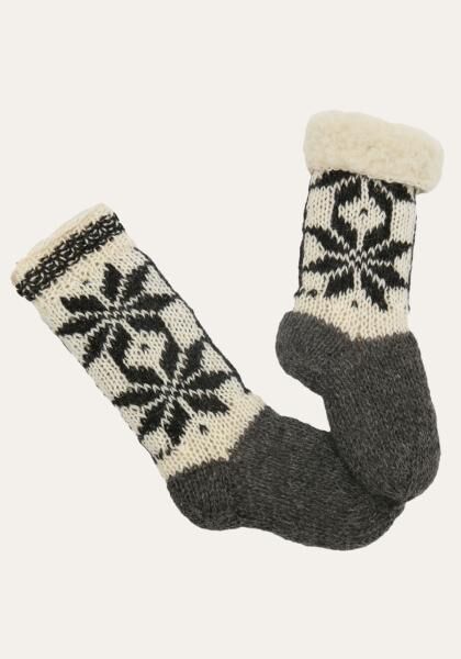 Handgestrickte Merino Wollsocken gefüttert Modell 3