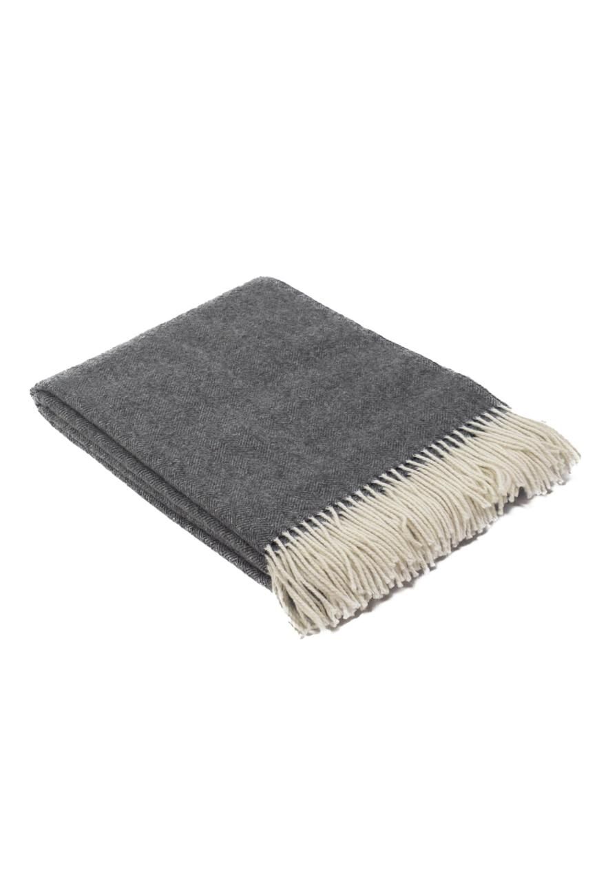 Wolldecke Marie aus feinster Merinowolle 140x200 - Farbe: Grau