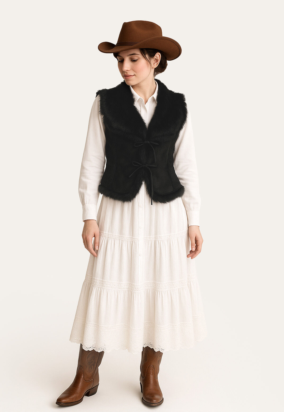 Lammfellweste Chakira Schwarz Kurz