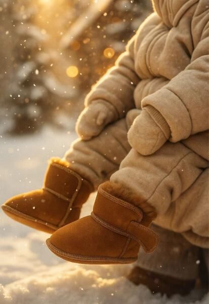 Baby Lammfellschuhe MIT KLETTVERSCHLUSS Cognac – Weich, warm & rutschfest