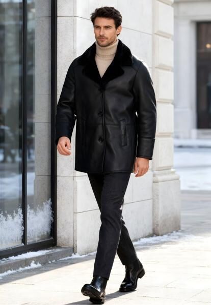 Lammfellmantel Tore Schwarz